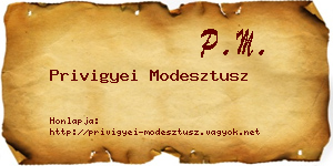 Privigyei Modesztusz névjegykártya